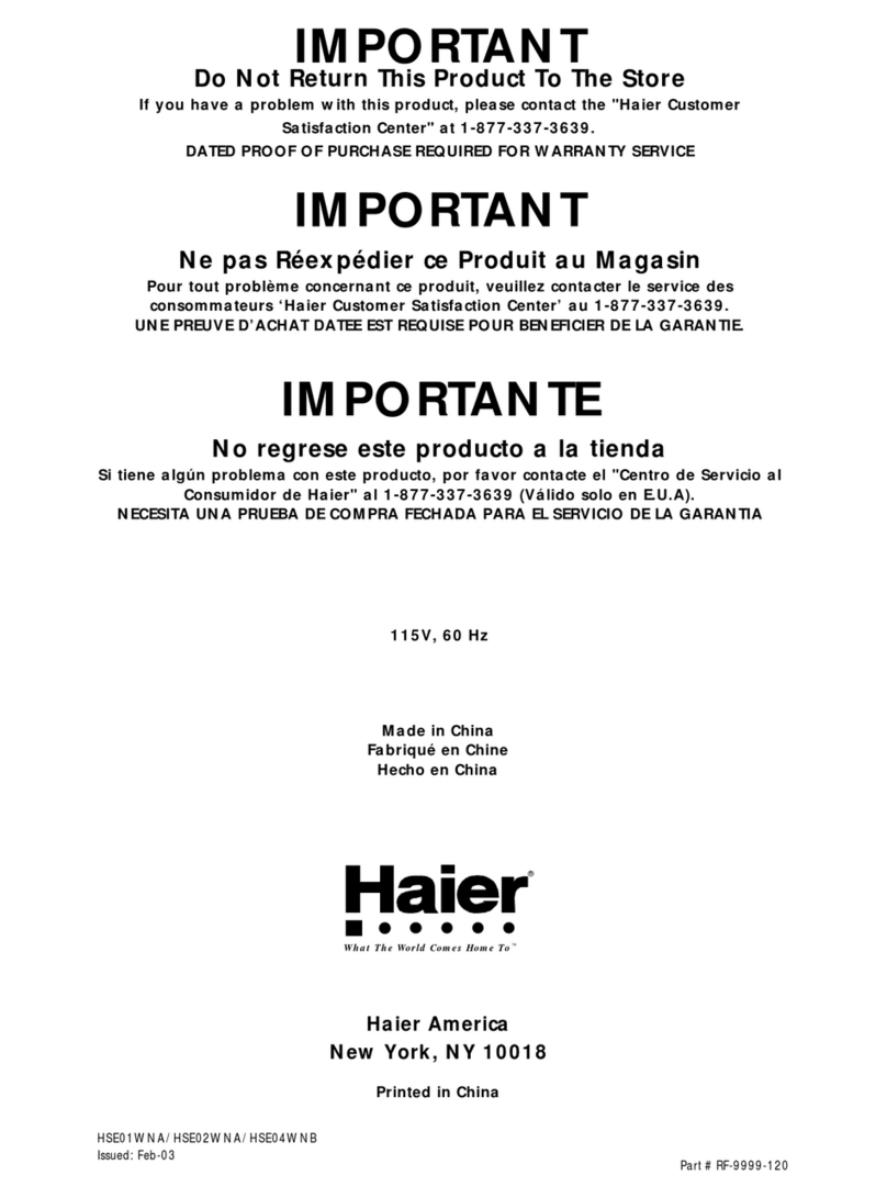 Haier HSE01WNA User manual Haier HSE01WNA User manual
