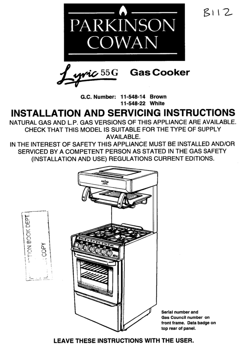 Parkinson Cowan Lyric 55 G Series Installation and servicing instructions Parkinson Cowan Lyric 55 G Series Installation and servicing instructions