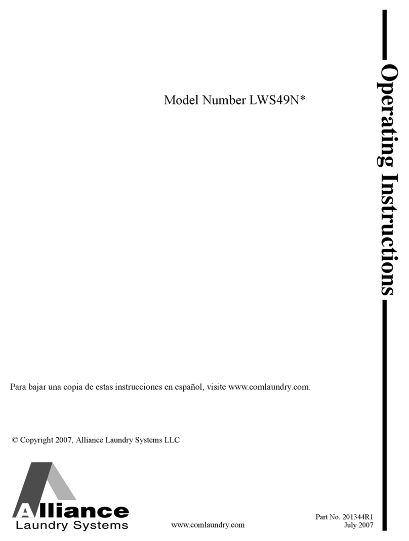 Alliance Laundry Systems LWS49N Series operating instructions