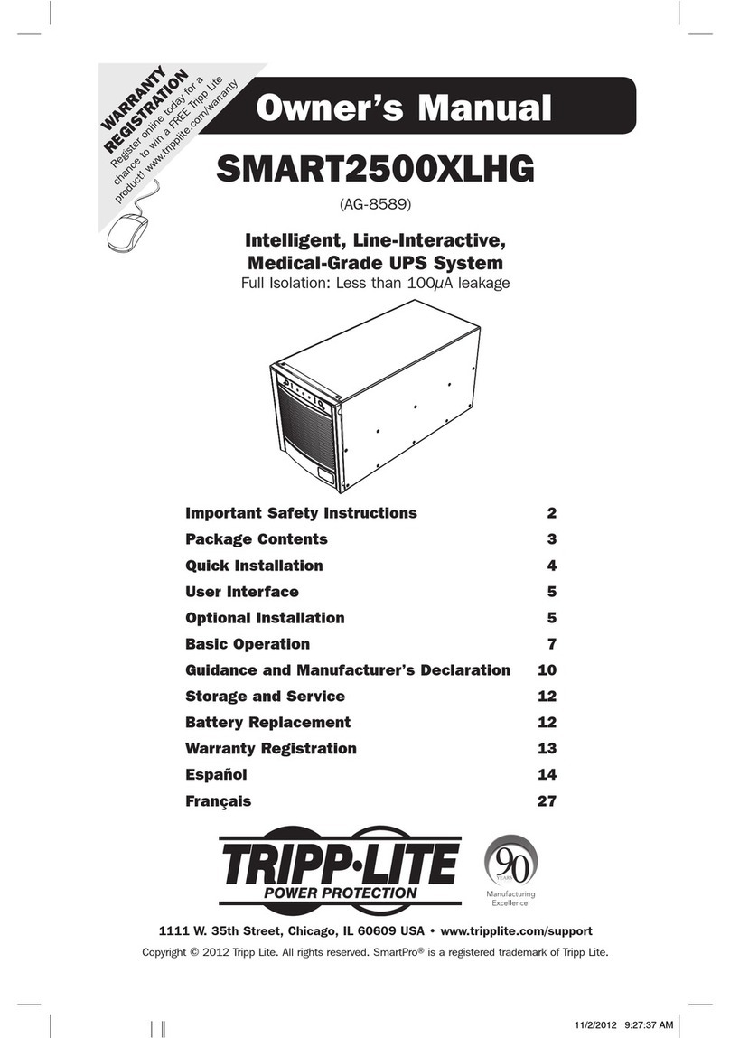 Tripp Lite SMART2500XLHG User manual