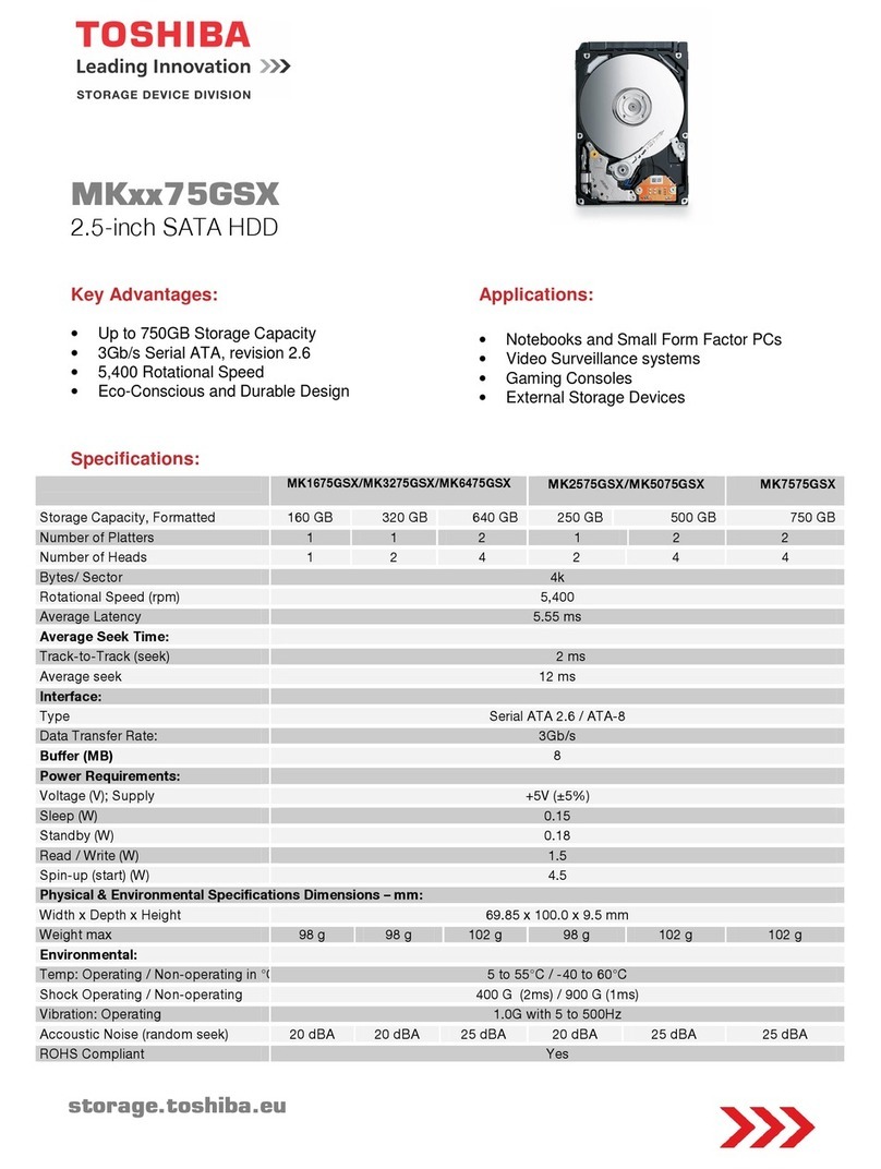 Toshiba MKxx75GSX Features and specifications