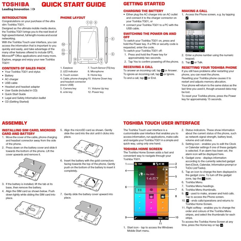 Toshiba TG01. User manual Toshiba TG01. User manual