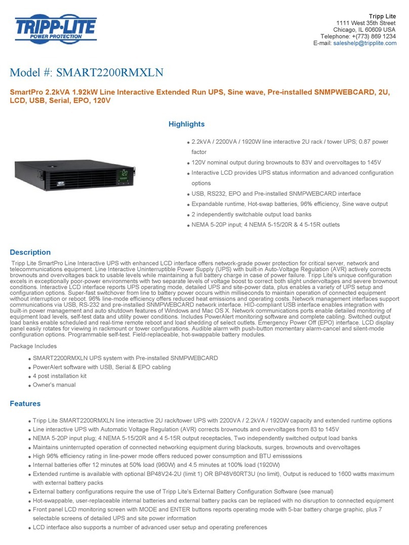 Tripp Lite SmartPro SMART2200RMXLN Configuration guide Tripp Lite SmartPro SMART2200RMXLN Configuration guide
