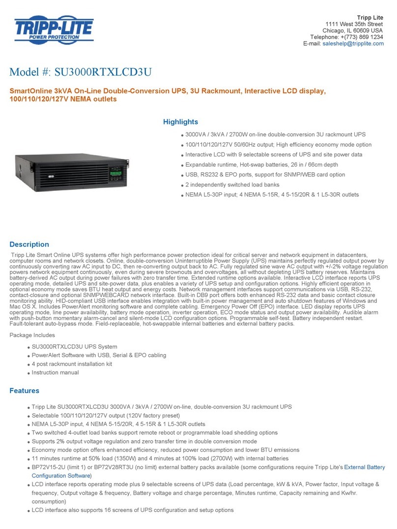 Tripp Lite SmartOnline SU3000RTXLCD3U Features and specifications