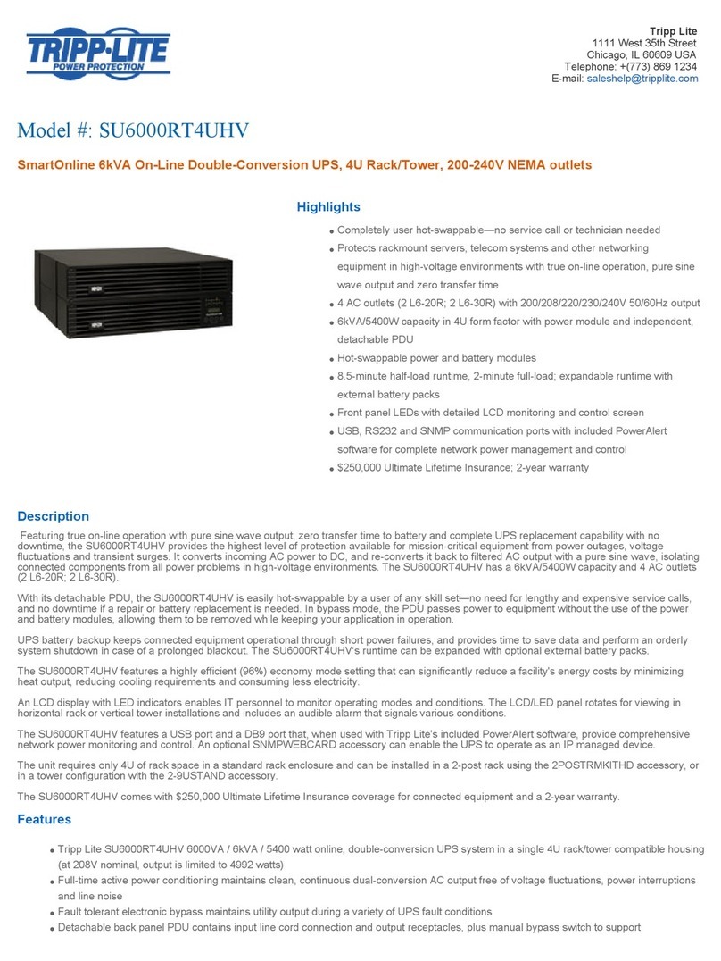 Tripp Lite SmartOnline SU6000RT4UHV Configuration guide