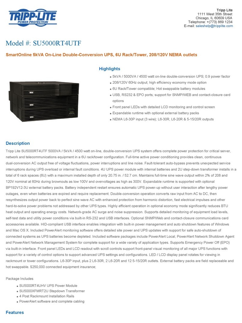 Tripp Lite SmartOnline SU5000RT4UTF Configuration guide