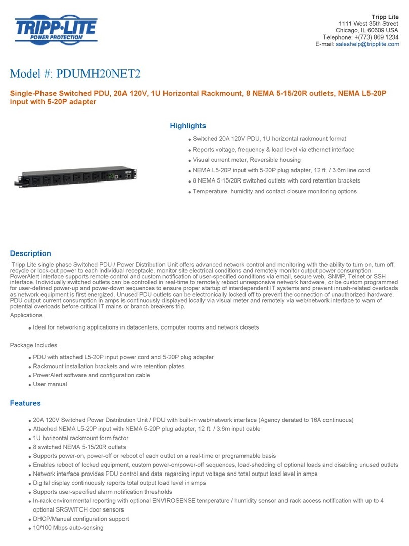 Tripp Lite PDUMH20NET2 Features and specifications