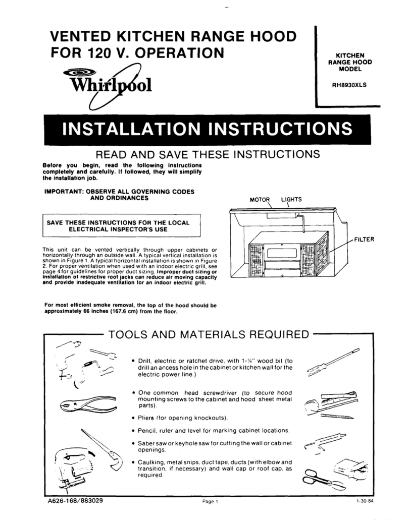 Whirlpool RH8930XLS installation instructions