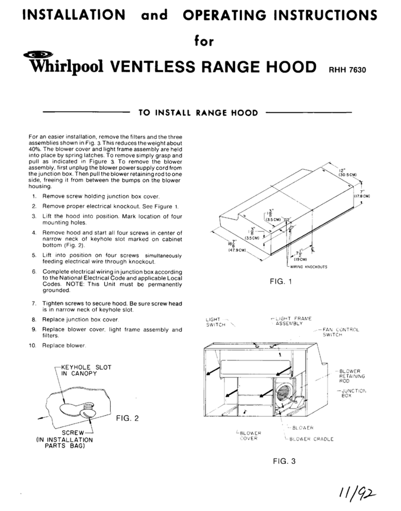 Whirlpool RHH 7630 Installation and operating instructions