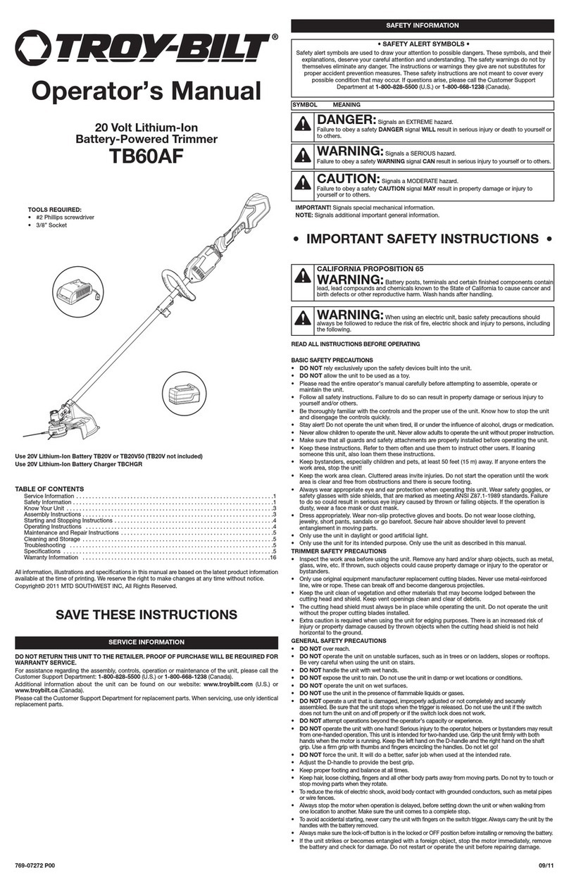 Troy-Bilt TB60AF User manual
