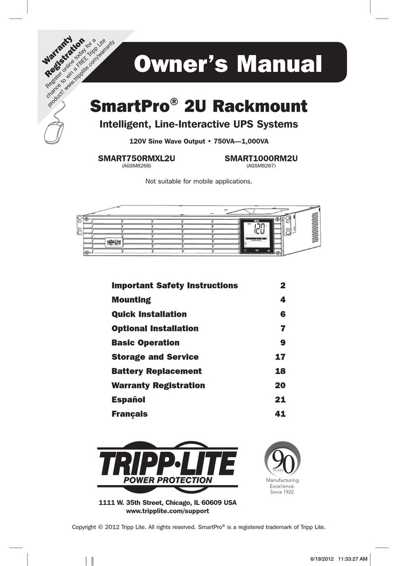 Tripp Lite SmartPro SMART1000RM2U User manual