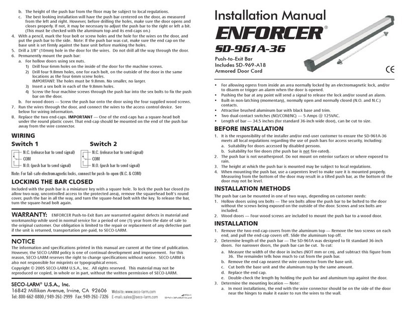 SECO-LARM ENFORCER SD-961A-36 installation manual