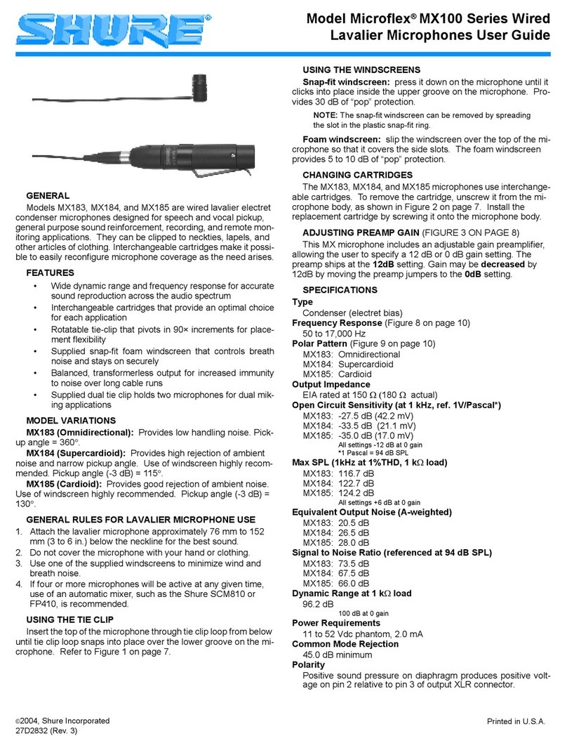 Shure Microflex MX100 Series User manual