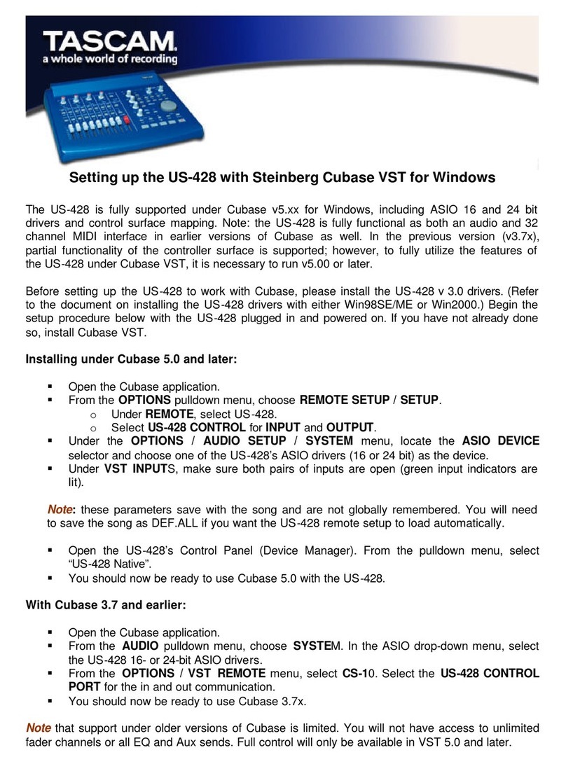 Tascam US-428 Setting-up guide