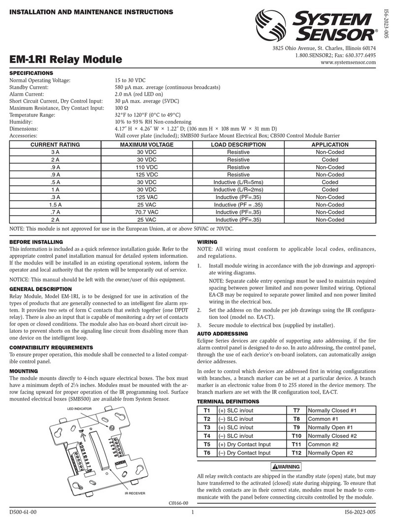 System Sensor EM-1RI Installation and maintenance instructions