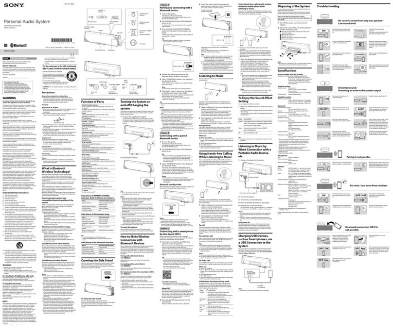 Sony SRS-BTX300 User manual Sony SRS-BTX300 User manual