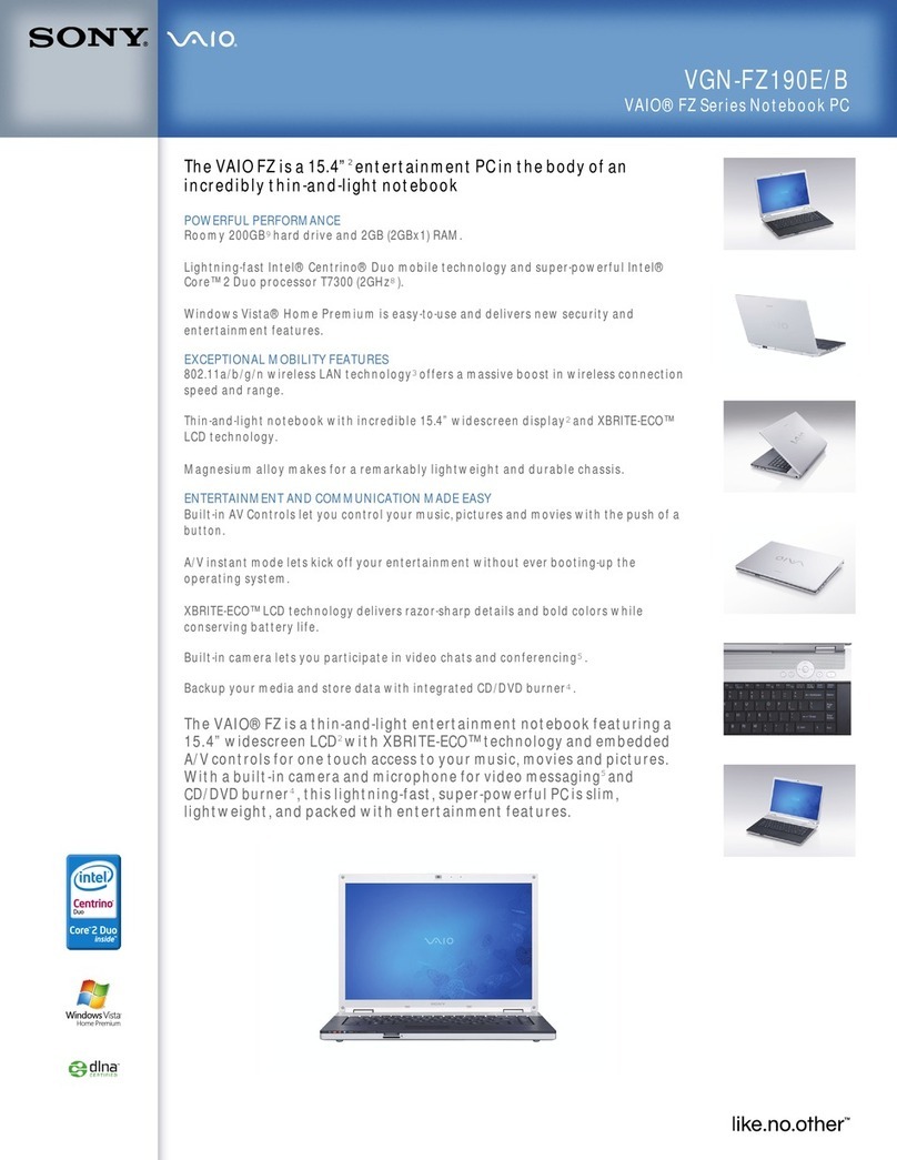 Sony VAIO VGN-FZ190E/B User manual