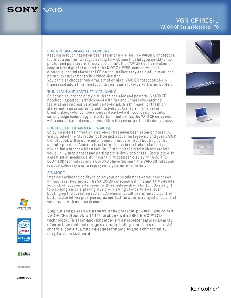 Sony VAIO VGN-CR190E/L Specifications