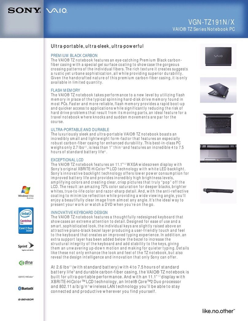 Sony VAIO VGN-TZ191N/X User manual