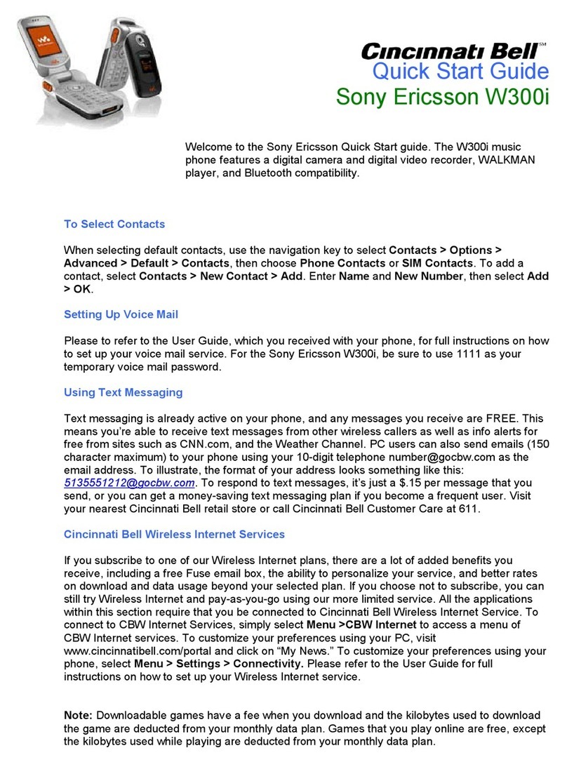 Sony Ericsson Cincinnati Bell W300i User manual