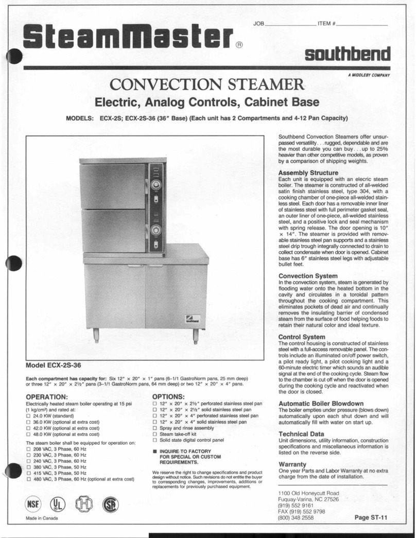 Southbend SteamMaster ECX-2S specification