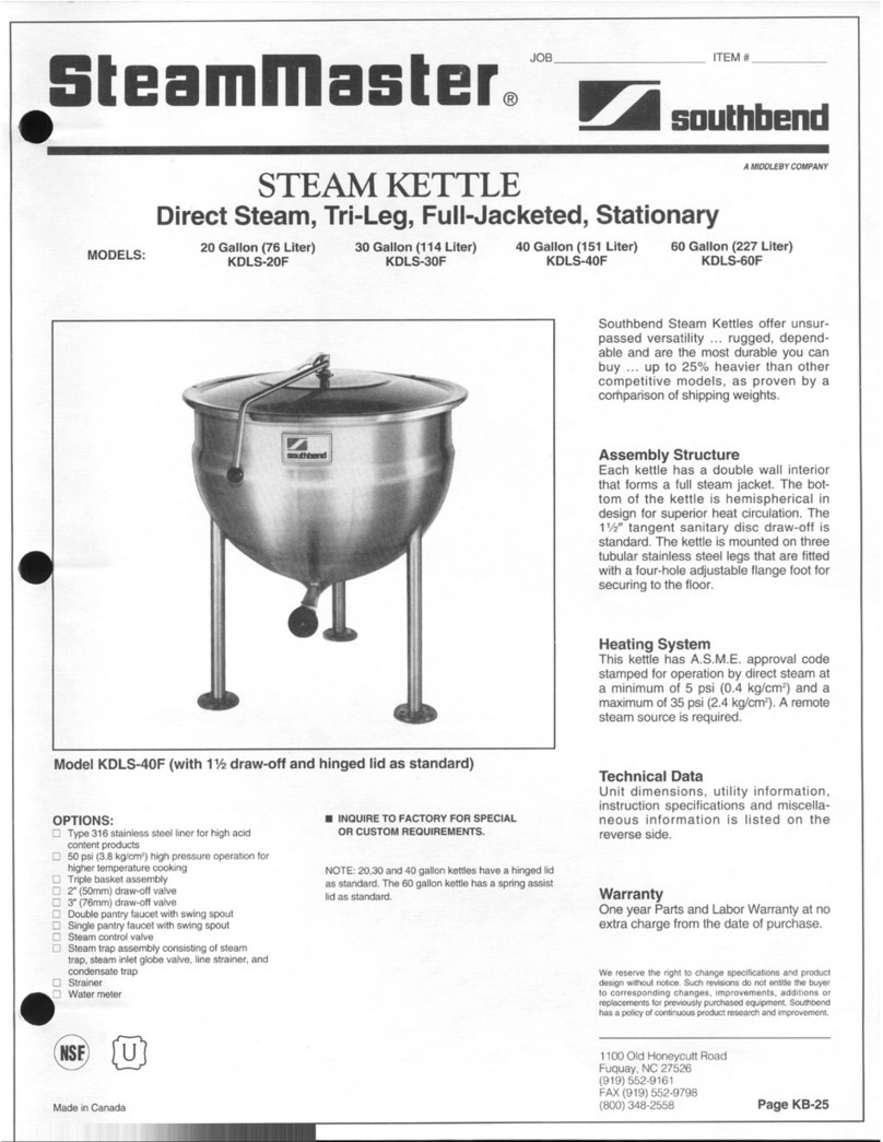 Southbend SteamMaster KDLS-60F User manual