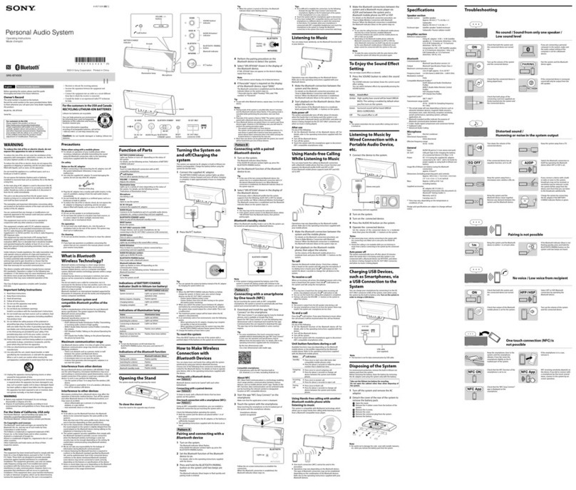 Sony SRS-BTX500 operating instructions