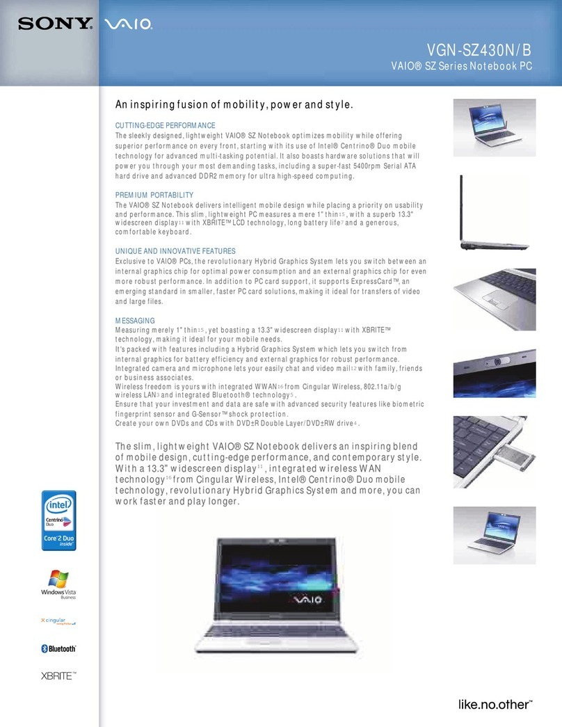 Sony VAIO VGN-SZ430N/B User manual