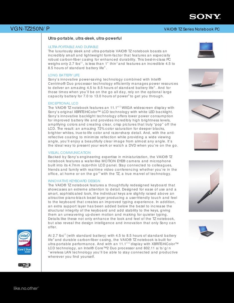 Sony VAIO VGN-TZ250N/P User manual