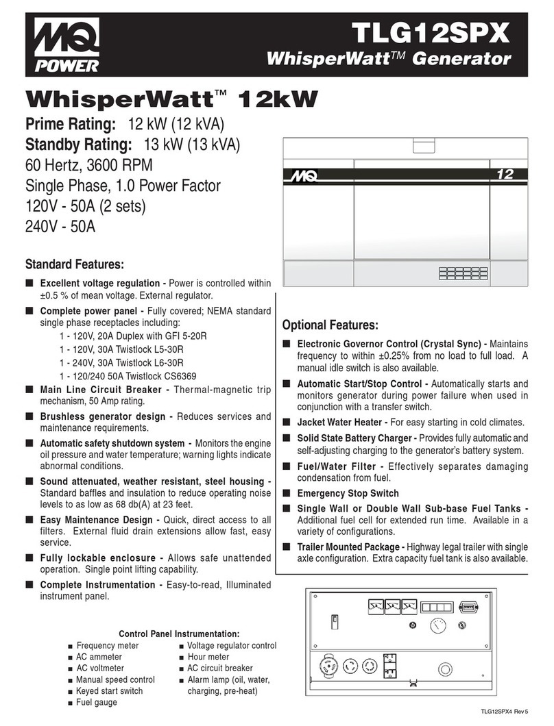 MULTIQUIP WhisperWatt TLG12SPX Features and specifications