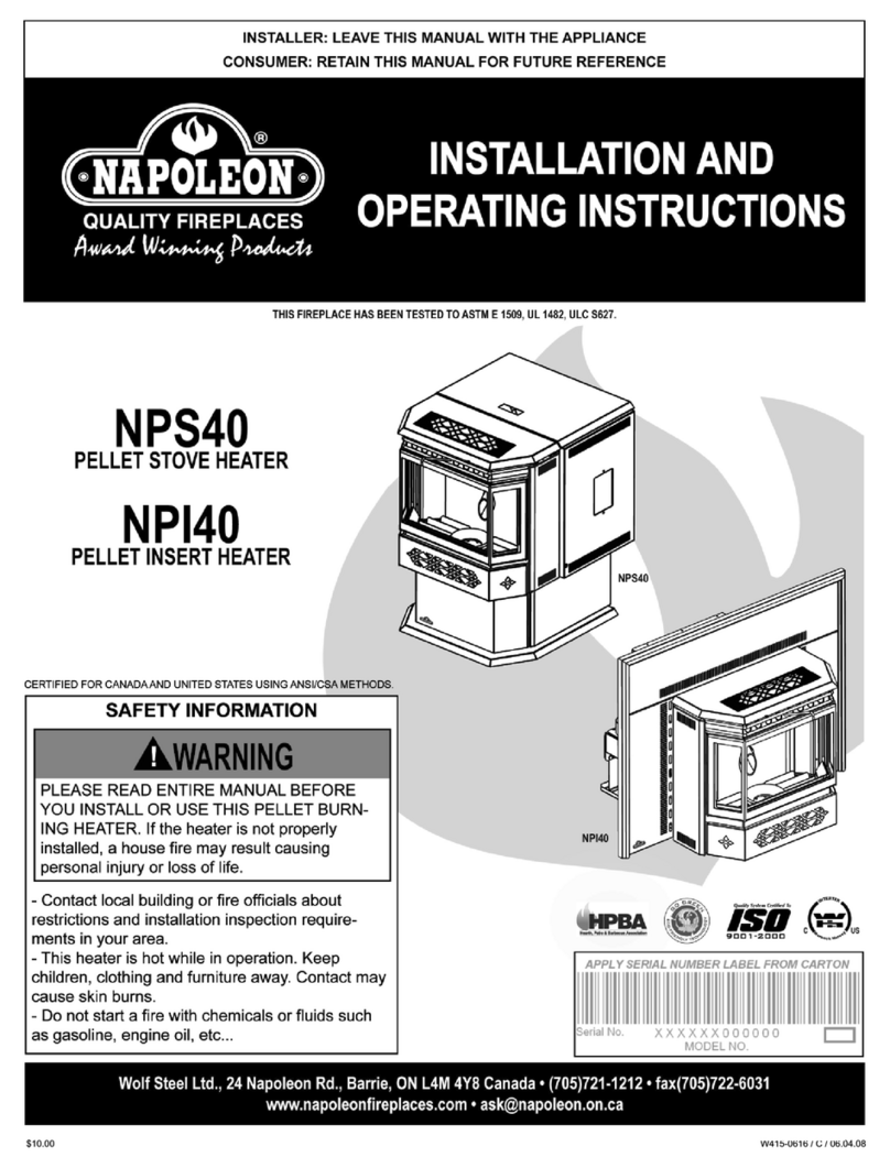 Napoleon Auburn NPS40 Installation and operating instructions