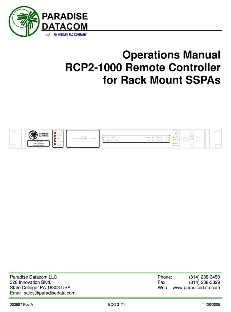 Paradise Datacom RCP2-1000 Operation manual
