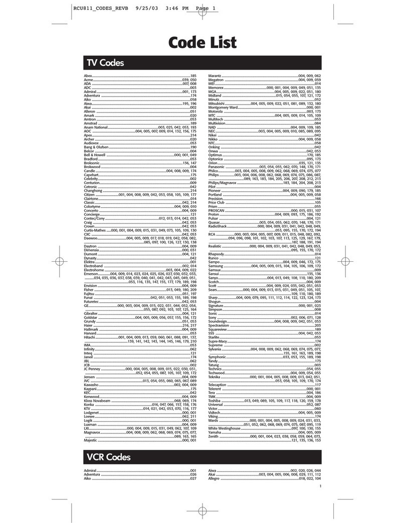 RCA RCU811 - Learning Remote Administrator guide