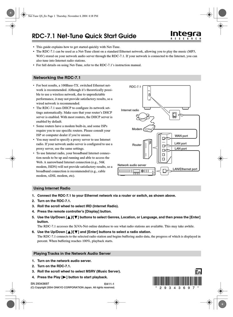 Integra Integra Research RDC-7.1 User manual