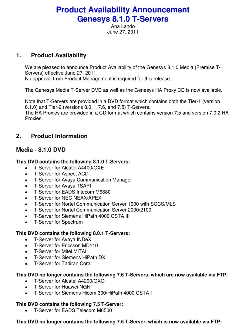Alcatel-Lucent Genesys 8.1.0 User manual
