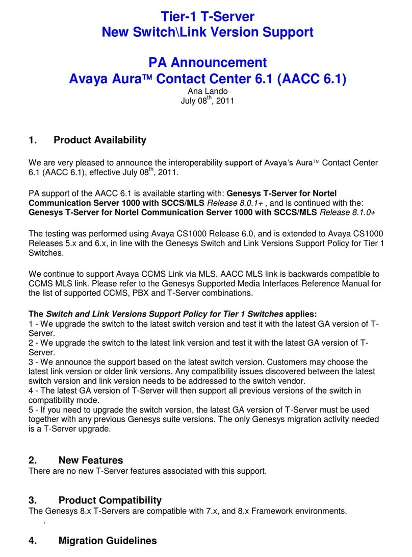 Alcatel Tier-1 T-Server User manual