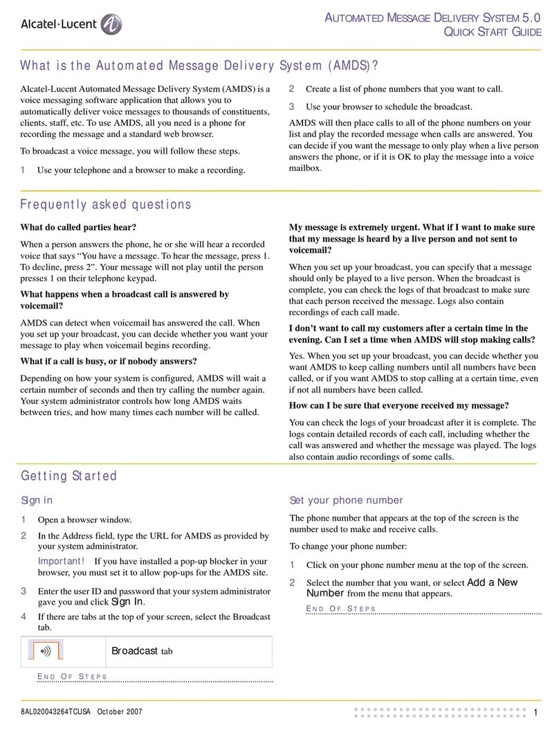 Alcatel-Lucent AUTOMATED MESSAGE DELIVERY SYSTEM 5.0 quick start guide