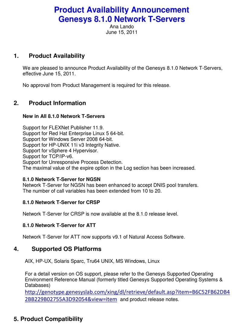 Alcatel Genesys 8.1.0 Network T-Servers Manual Alcatel Genesys 8.1.0 Network T-Servers Manual