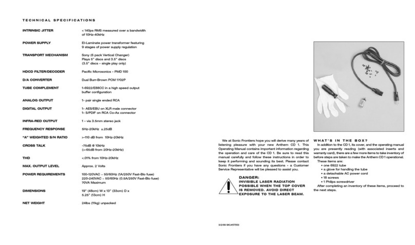 Anthem CD 1 operating manual