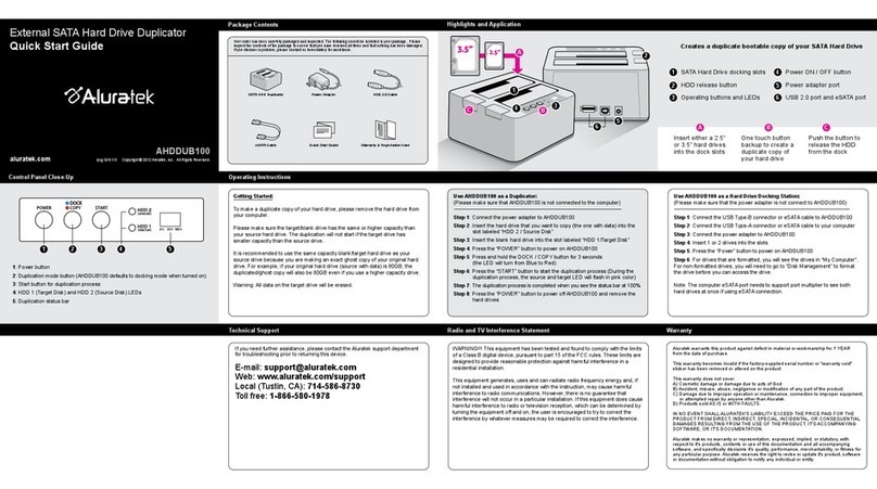 Aluratek AHDDUB100 quick start guide