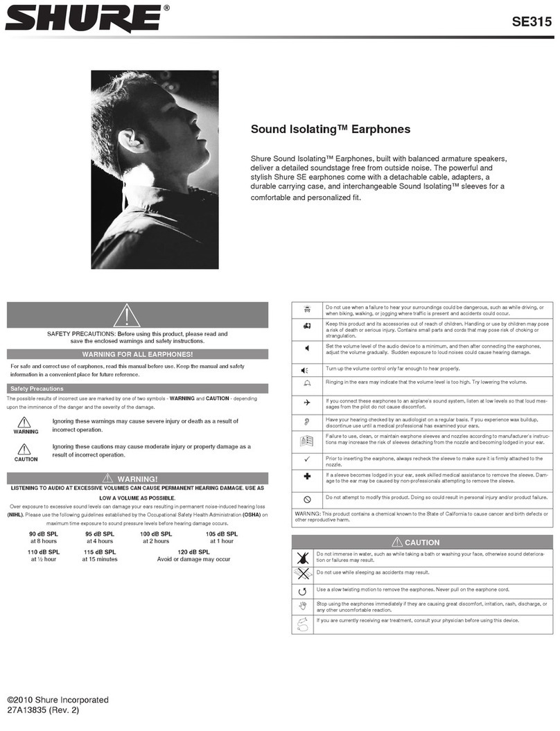 Shure SE315 User manual