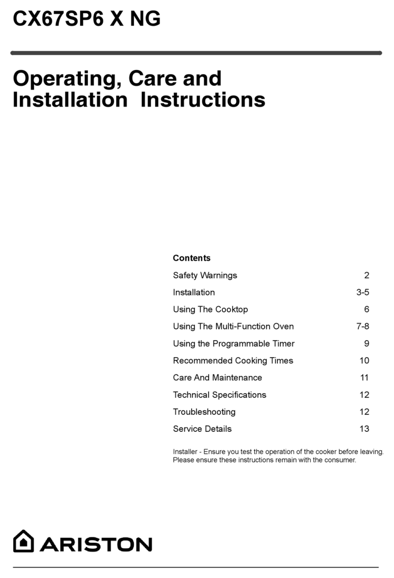 Ariston CX67SP6 X NG Operating, care and installation instructions