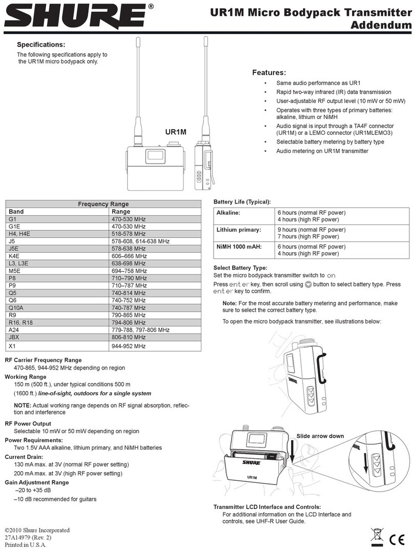 Shure UR1M Installation and operating instructions