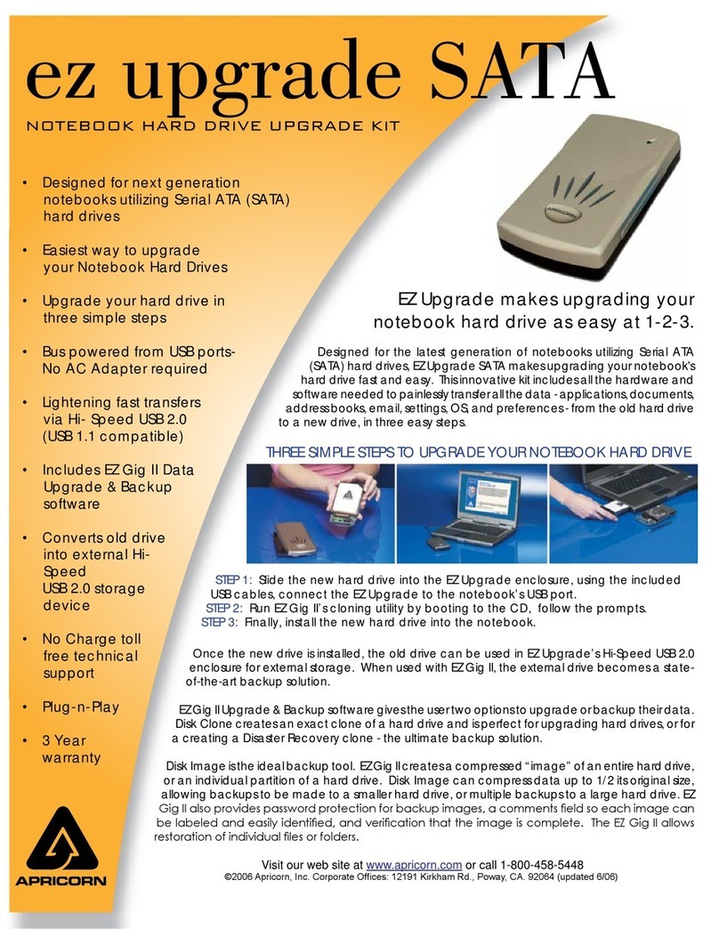Apricorn EZ Upgrade SATA Specifications Apricorn EZ Upgrade SATA Specifications