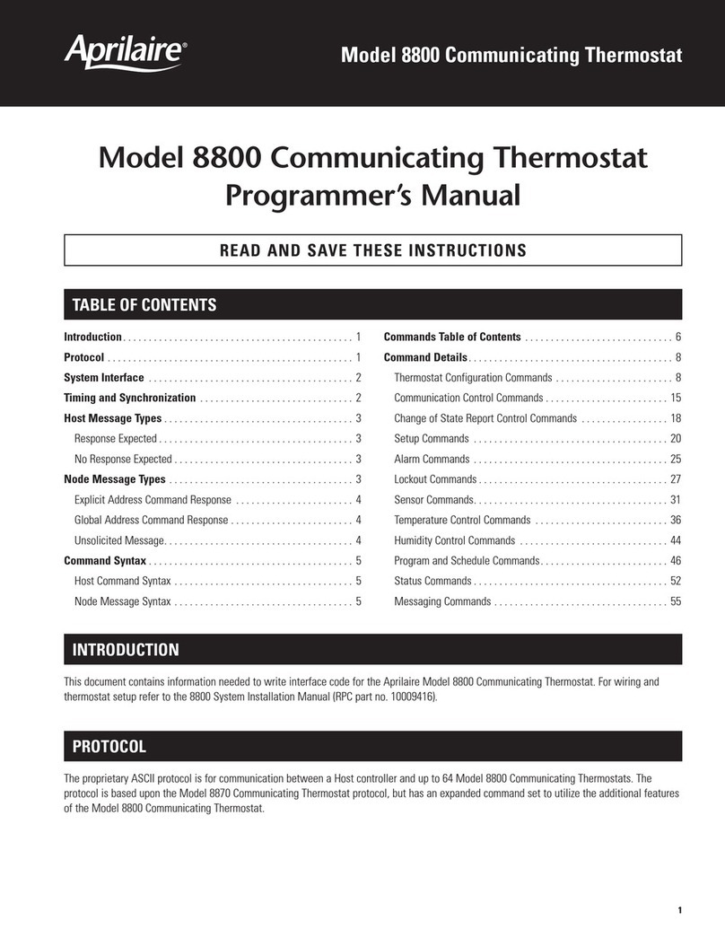 Aprilaire 8800 Programmer's manual