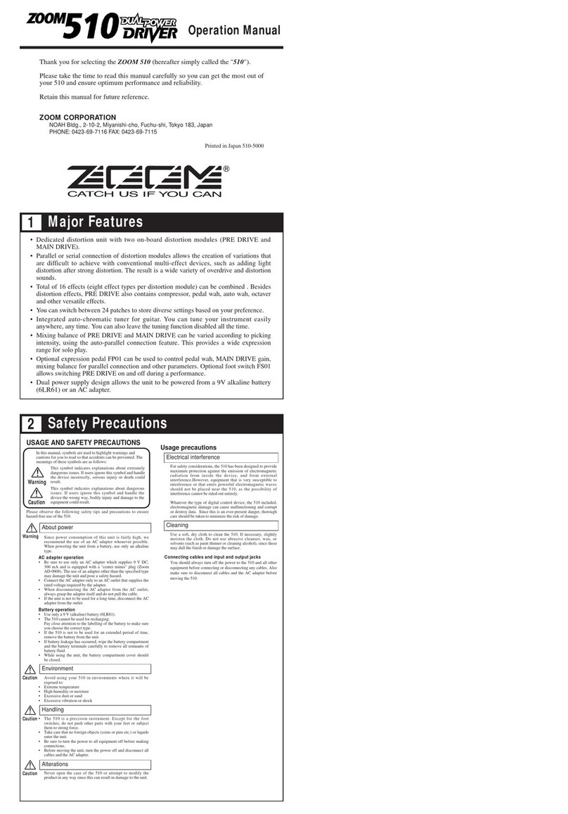 Zoom Dual Power 510 Driver Operation manual