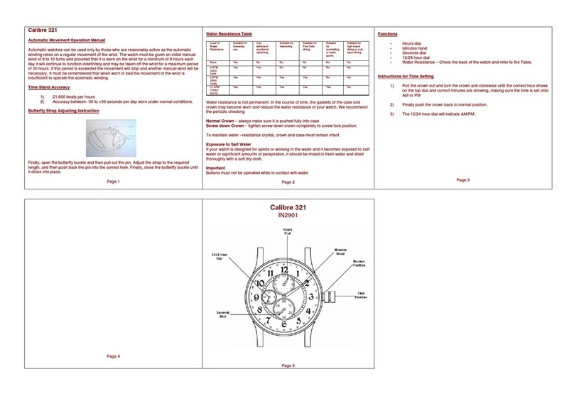 Zeon IN2901 CALIBRE 321 Operation manual