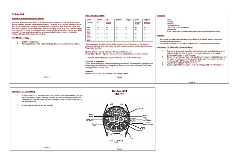 Zeon IN1207 Calibre 634 Operation manual