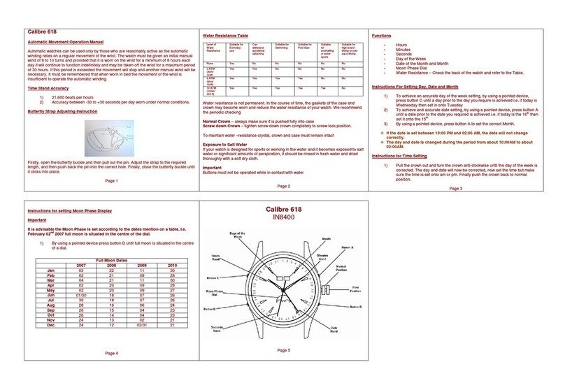 Zeon IN8400 CALIBRE 618 Operation manual