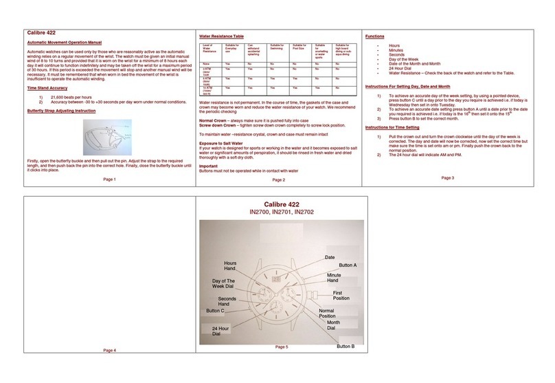 Zeon IN2700 CALIBRE 422 Operation manual